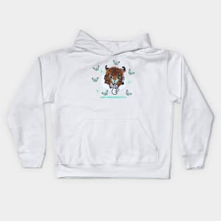 Tiger & Butterfly On Nose Kids Hoodie